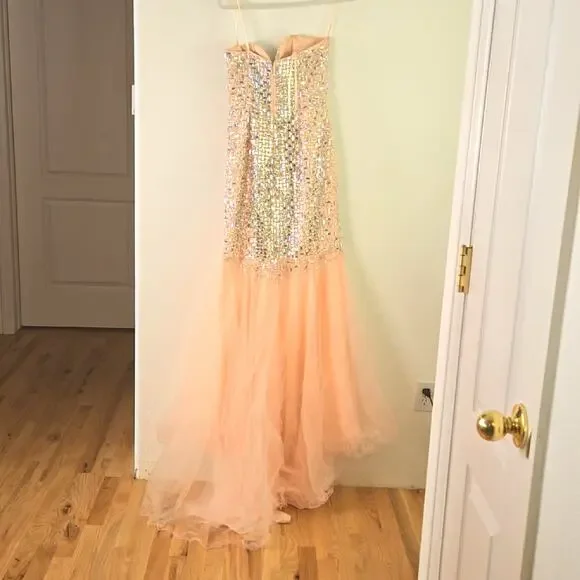 Terani Couture women's Pink Couture Trumpet Gown Mirrored crystal bodice